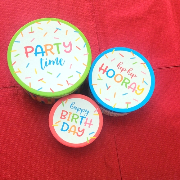 Other - Colorful Party Time, Hooray, and Happy Birthday Boxes, NWOT